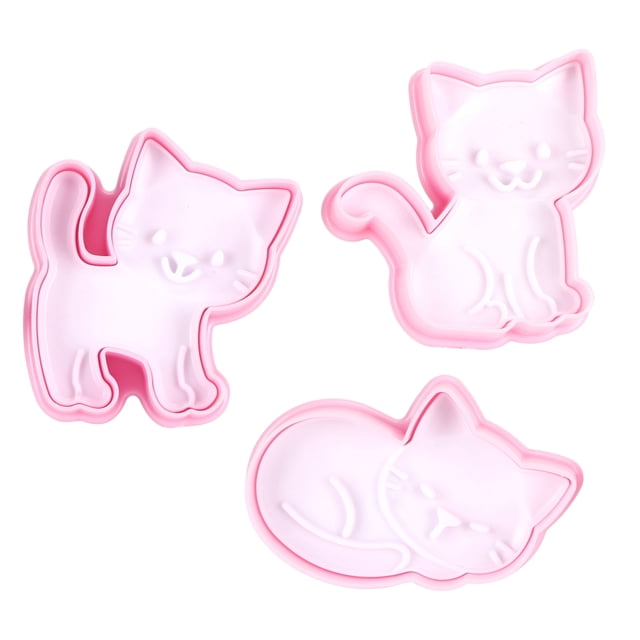 Peahefy 3 Pcs Moules à Biscuits en Forme de Chat Dessin Animé Ensemble de Moules de Cuisson DIY Accessoire de Cuisson, Moule à Biscuits DIY, Moule de Cuisson de Biscuits