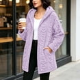 thumbnail image 5 of Guluxicc Women's Cable Knit Hooded Coat Warm Fuzzy Texture Full Zipper Long Sleeve Lounge Jacket for Evening Fall Winter, 5 of 8