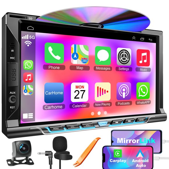 Adaptador estéreo para coche Universe Double Din con CarPlay y Android Auto