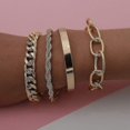 thumbnail image 2 of Delicado juego de pulseras de cadena de plata y oro boho para mujer, ajustable, de moda, con cuentas, cadena de cable plana gruesa, pulseras punk, joyería para mujeres, niñas, regalo Se, 2 of 4