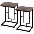 thumbnail image 1 of Costway 2PCS 21.7" Solid Wood Coffee Tray Side Sofa End Table Ottoman Couch Stand, 1 of 10