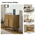 thumbnail image 3 of Boho 31" Rattan 2 Doors Sideboard Wooden Storage Cabinet Credenzas Buffet Home Brown, 3 of 8