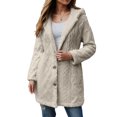thumbnail image 4 of larppty Fleece Jacket for Women Winter Warm Button Down Hooded Coat Casual Soft Lightweight Fall Teddy Outerwear Fuzzy Coats (Khaki, XXL), 4 of 5
