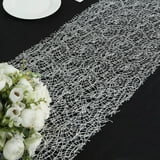Efavormart 12"x108" Silver Sequin Mesh Schiffli Lace Table Runner ...
