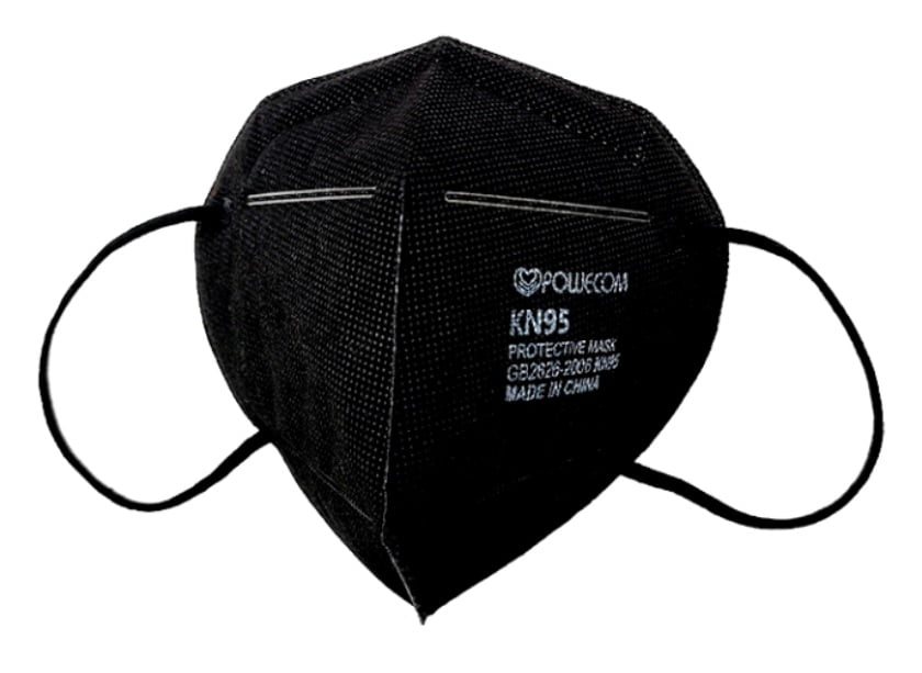 Powecom KN95 Black Earloop Face Masks, 120 Count Pack, 1200 Piece