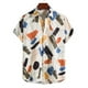 thumbnail image 3 of Camisa de hombre con diseño de rayas retro con estampado 3D de elefante, blusa holgada informal de verano con botones de solapa personalizados para hombre, 3 of 5