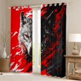 thumbnail image 2 of Feelyou 3D Wolf Blackout Curtains Set of 2 (52x84 Each) for Teens, Cartoon Animal Window Curtains, Black Red Graffiti Curtains and Drapes, Curtains and Drapes Home Decor, 2 of 6