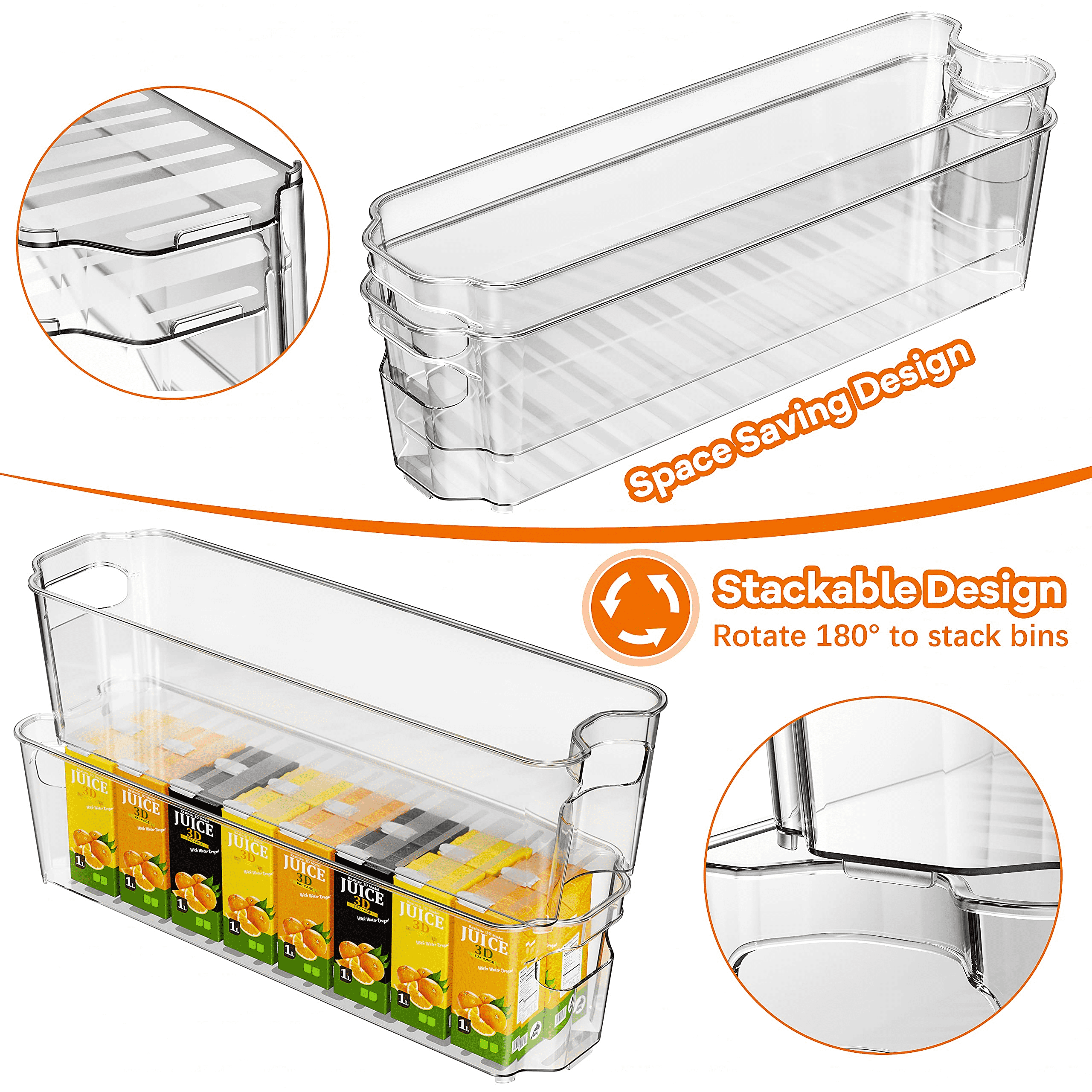 Stackable Plastic Storage Bins With Handle, Transparent Tableware Organization  Storage Box, Medium Size, Lidless Plastic Stackable Storage Box, Suitable  For Refrigerators, Freezers, Cabinets, Toys, Etc., Home Kitchen Supplies -  Temu