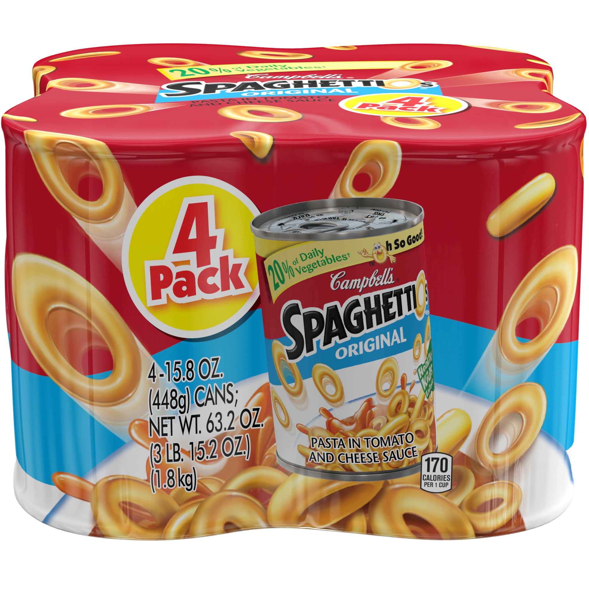 Campbell S Spaghettios Canned Pasta Original 15 8 Oz Can Pack Of 4 Walmart Com