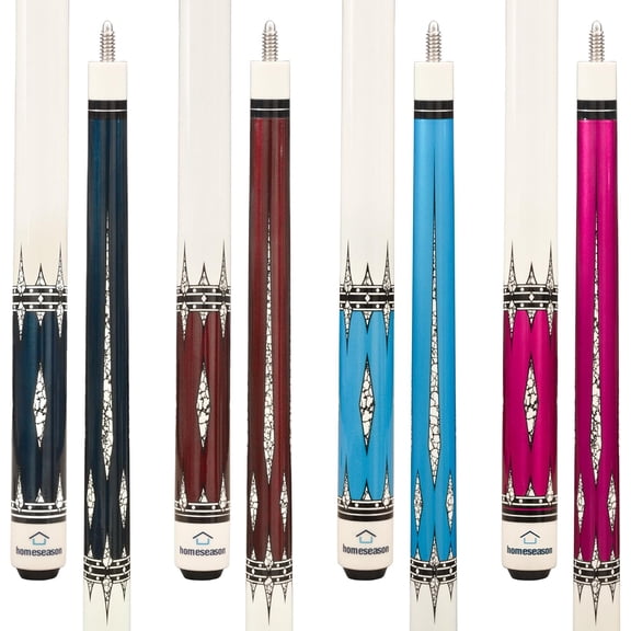 Pool Cues 58 inch Pool Cue Stick with 13mm Fiber Leather tip 20oz 4-Colors for Beginner, Commercial and Home