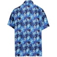 thumbnail image 2 of HAPPY BAY Men's Hippie Beach Hawaiian Button up Overshirt M Navy Blue-AA387 Summer Vacation Holiday, 2 of 4