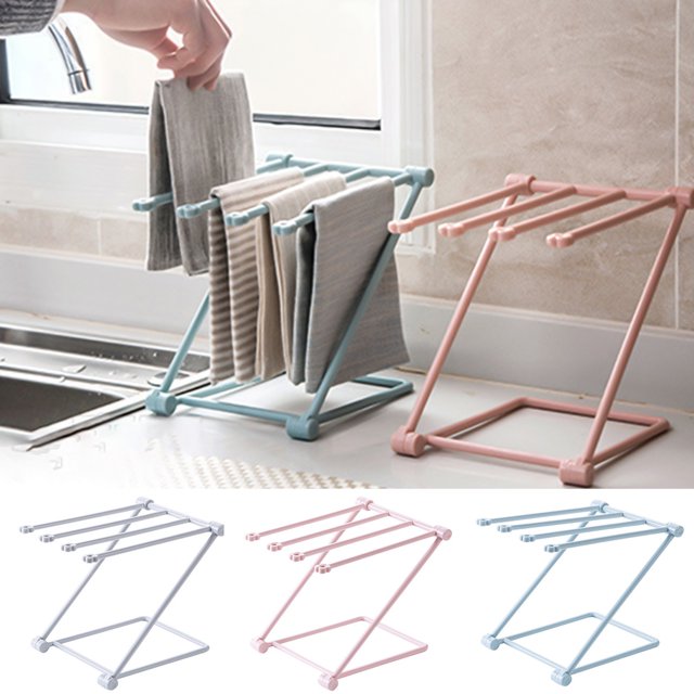 Neinkie Foldable Kitchen Rag Rack Drying Rack Dishcloth Drying Rack Baby Bottles Drying Rack Dishcloth Hanger Desktop Waterlogging Rag Holder for Kitchen Countertop-7.87inx6.3inx10.04in