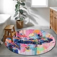 thumbnail image 3 of Round Rugs 3Ft, Colorful Oil Painted Round Area Rug Washable Indoor Throw Carpet, Modern Artwork Abstract Small Non Slip Circle Rug for Bedroom Living Room Home Decor Aesthetic, 3 of 8