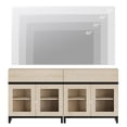 thumbnail image 3 of WAMPAT 2-in-1 Modern TV Stand with Glass Doors & 2 Drawers, Metal Base Entertainment Center for 70 Inch TVs, Media Console for Living Room & Bedroom, 3 of 9