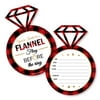 Flannel Fling Before The Ring - Shaped Fill-In Buffalo Plaid Bachelorette Party Invitation Cards with Envelopes - 12 Ct