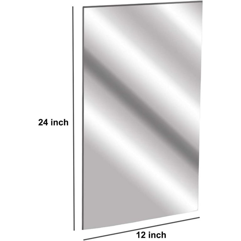 12 x 24 1/8 Acrylic Mirror Sheet - 3mm Platic Silver Safety Mirror -  Plexiglass Bathroom Mirror Board - Durable Un-Break 