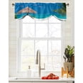 thumbnail image 3 of Beach Palm Trees Blue Sea Window Curtain Kitchen Cabinet Coffee Tie-Up Valance Curtain Rod Pocket Short Curtain, 3 of 6