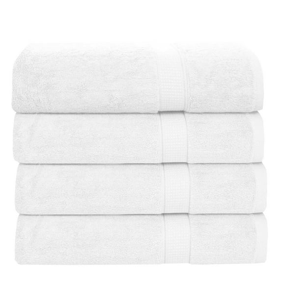 Gold Textiles Premium White Hand Towels set 4 Pack 16x30 inches Luxury Soft Absorbent Quick Dry