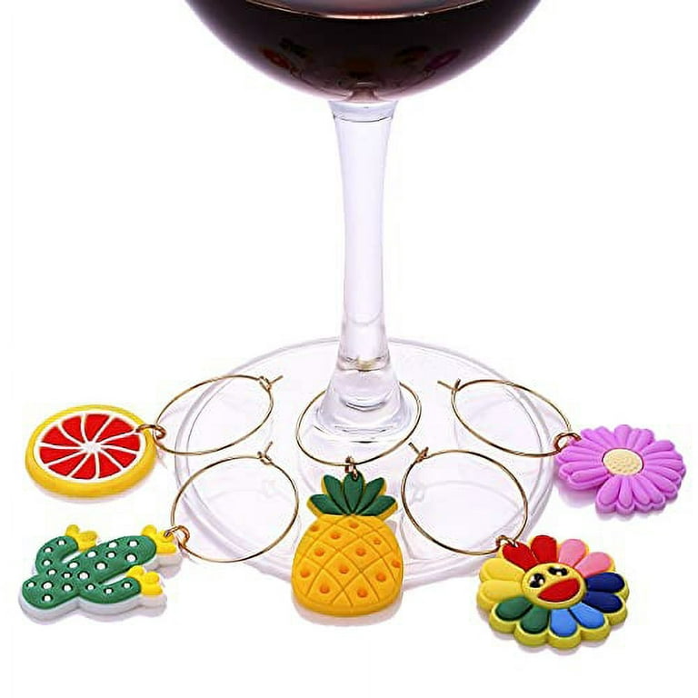 PAGOW 25Pcs Wine Glass Charms Markers, Wine glass Charm Rings, Wine Glass  Identifier Drink Markers for Birthday, Mother's day, Christmas, Halloween