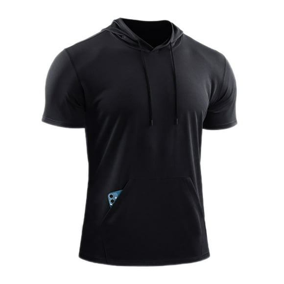 MAWCLOS Mens Summer Hooded T-Shirt Running Basketball Athletic Tops Workout Muscle Shirts