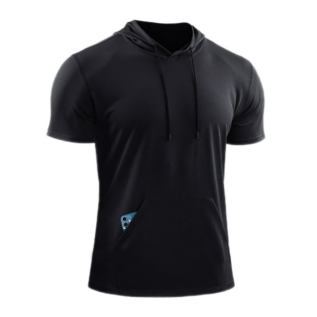 MAWCLOS T-Shirt à Capuchon d'Été pour Hommes Course Basketball Hauts Athlétiques Entraînement Chandails pour Muscles