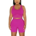 thumbnail image 5 of pstuiky Womens Short Pajamas Summer Solid Color Breathable Comfy Lounge Sets Casual Loose Fit Scoop Neck Sleeveless Pajama Sets with Shorts Loungewear Set Hot Pink XL, 5 of 9