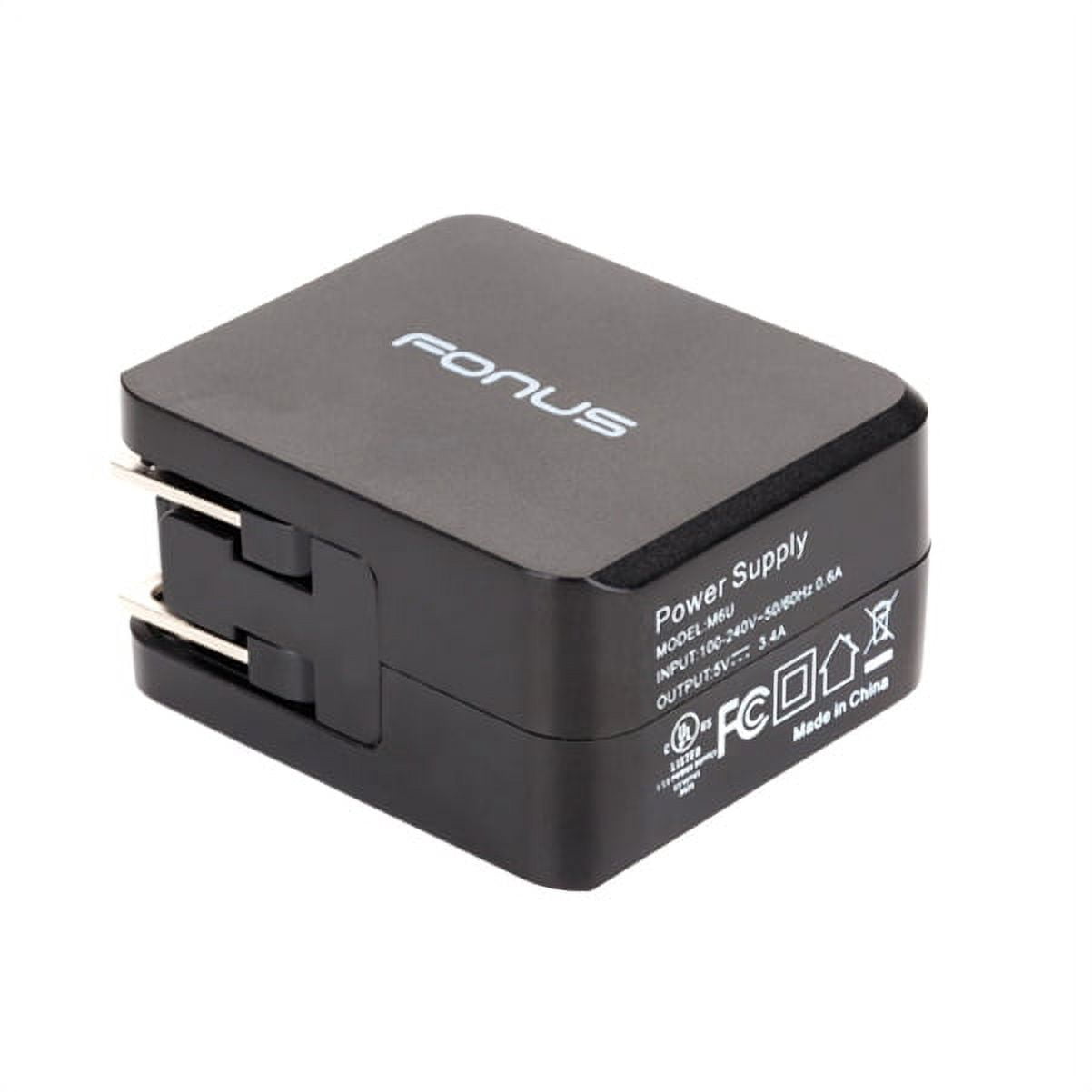 17W 3.4 Amp 2-Port Rapid USB Home Wall Travel Charger Power Adapter Dual Port Smart Detect Ultra Compact Folding Prongs Compatible With Motorola Moto G7 Power Play - Nokia 3.1 Plus