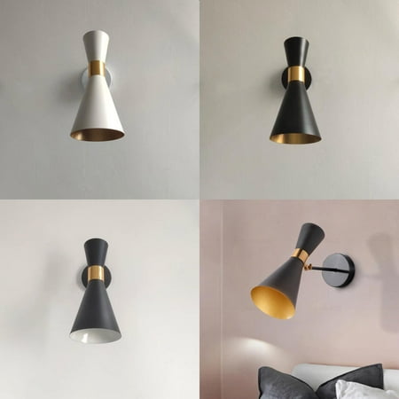 

LCACAJZ Elegant and Stylish Contemporary Minimalist Nordic Postmodern Designer Iron Wall Lamp in Black/White Radiating Fashion and Elegance Perfect for Dining Room or Bedroom Décor.