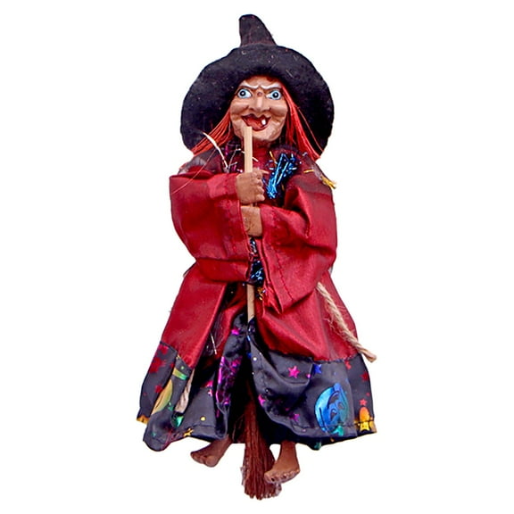 Halloween Decorations - Resin Wicked Witch Broom Figurines - Indoor Vintage Witch Ornament for Home Mantle Fireplace Party Gifts