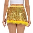 thumbnail image 6 of HDE Women's Sequin Tassel Fringe Skirt Fur Trim Hip Scarf Gold XL-XXL, 6 of 7