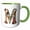 Green/White, variant on 3drose, Boho Floral Monogram Initial M, 11oz Two-tone Green Mug