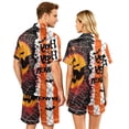 thumbnail image 5 of JULMCOMO Halloween Pajama Sets for Couples Pumpkin Ghost Bat Print Button Down Loose Lounge Sets Funny Print Party Soft Shorts Pajamas White-Women 2XL, 5 of 5