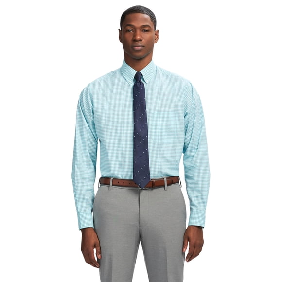 Camisa de vestir IZOD de corte regular, manga larga, sin arrugas, para hombre