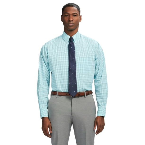 Camisa de vestir IZOD de corte regular, manga larga, sin arrugas, para hombre