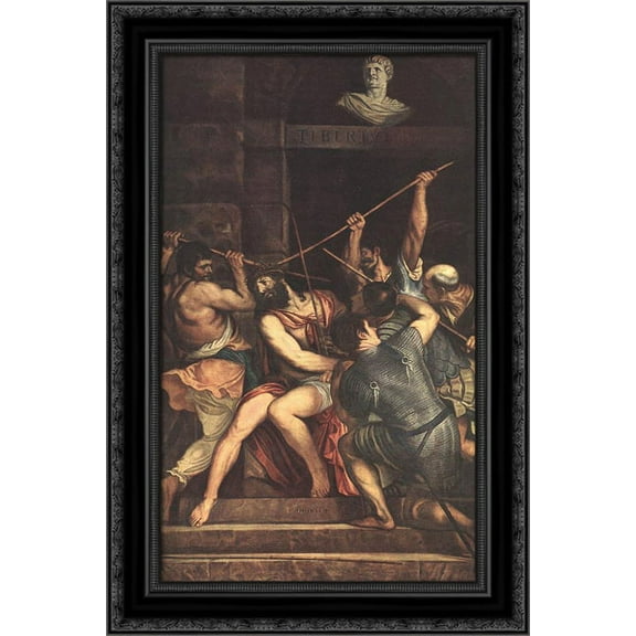 Christ Crowned with Thorns 17x24 Black Ornate Wood Framed Canvas Art by Titian