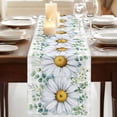 thumbnail image 3 of Table Runners 36 Inches Long Dress Scarves, Daisy Farmhouse Kitchen Table Runner, Short Coffee Tablerunners, Spring Floral Grey Plaid Eucalyptus Leaves 13x36 Inch, 3 of 9