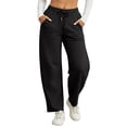 thumbnail image 3 of Zeliretfy Women Wide Leg Pants With Knife Pleat Design Drawstring Waist Side Pockets For Yoga Fitness Workout Daily Use Multiple Colors Comfortable Fabric, 3 of 10