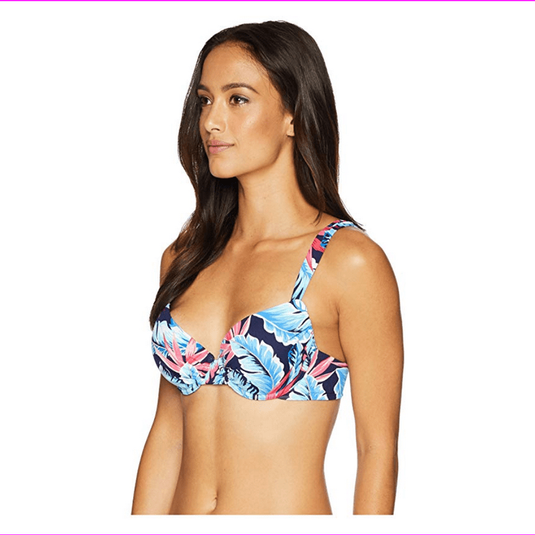 Tommy Bahama Women's Sweetheart Neckline with Center Gore Ffloral Print Cup  Bra 38D/Mare Navy