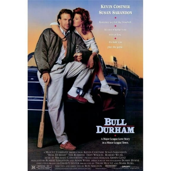 Pop Culture Graphics  Bull Durham Movie Poster Print, 27 x 40