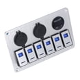 thumbnail image 4 of Panel de interruptores Impermebles Para Automóvil, 6 Panel de Interruptor de Balancín de Pandillas en Off Off Off Dual USB Carger Port 5Pin Para RV, 4 of 7