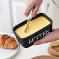 thumbnail image 1 of Yunuuuoa Ceramic Butter Dish Cheese Keeper with Lid, Nordic Style Butter Storage Container for Kitchen Countertop Dining Table, Airtight Food Safe Butter Box for Refrigerator, 1 of 6