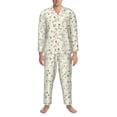 thumbnail image 3 of Salouo Vintage flowers Print Button-Front Long Sleeve Pajama Set for Men, Soft 2Pjs Men's Long Sleeve Sleepwear-Large, 3 of 7