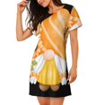 thumbnail image 2 of Balery Sunflower Gnomes 2 Camisón de manga corta con cuello redondo para mujer, cómodo y elegante., 2 of 6