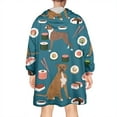 thumbnail image 2 of Wearable Oversized Blanket,Boxer Dog Pitbull Terriers Dog and Sushi Wearable Blanket Hoodie for Adults,Cozy Hooded Blankets with Super Pockets,Super Warm Fuzzy Pullover for Women & Men, 2 of 6