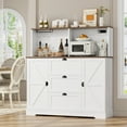thumbnail image 7 of Homfa Coffee Bar Cabinet with Hutch, 47.2" W Kitchen Buffet Sideboard Cabinet with 3 Drawers & USB Power Station, White, 7 of 7