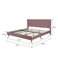 thumbnail image 2 of Tslinn Low Profile Upholstered Platform Bed,King Beds With Pink(Velvet), 2 of 5