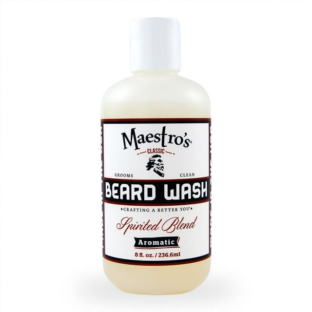 LAVADO DE BARBA Clásico de Maestro | Limpiador suave antipicazón, limpieza profunda, no seca, hidratante, para todo tipo y longitud de barba, mezcla animada, 4 onzas