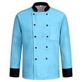 thumbnail image 6 of Hearthz Unisex Chef Jacket Men's Chef Coat Long Sleeves Men's Chef Coat Womens Restaurant Kitchen Cook Shirt Food Service Uniform (Light Blue,M), 6 of 6