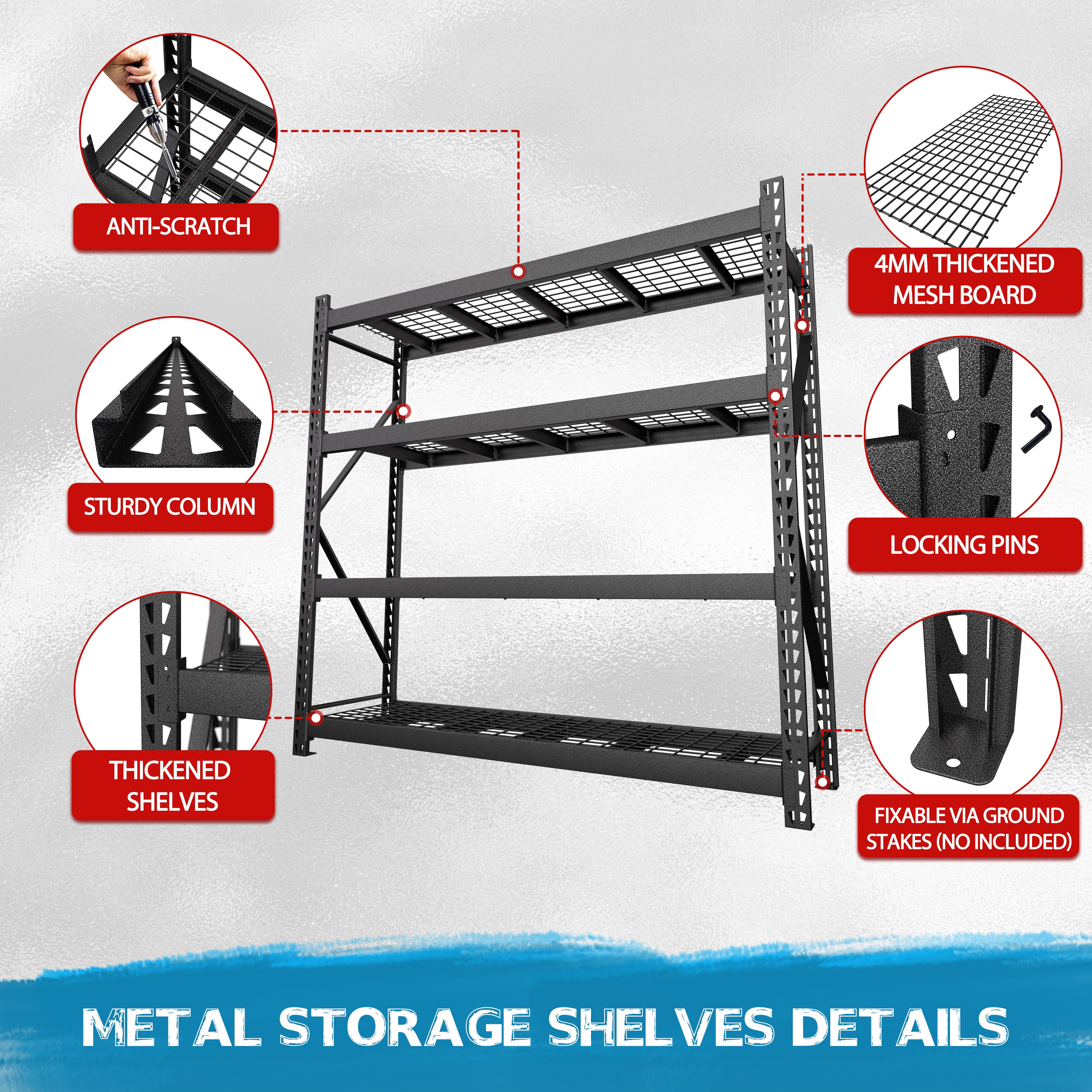 VEIKOUS Large Heavy Duty Garage Storage Shelves with 4-Tier Adjustable Storage Shelves, 8000Lbs Capacity, 91 "W x 24 "D x 87 "H