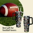 thumbnail image 5 of 40oz Football Tumbler with Handle, Birthday Gift for Man, Sports Coach Insulated Stainless Steel Cup with Lid and Straws, Reusable Travel Coffee Mug Water Bottle, 5 of 6